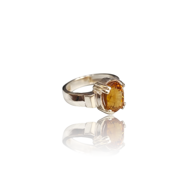 Natural Citrine Silver Ring 8.30 Ct — side view, lab certified natural citrine sunela