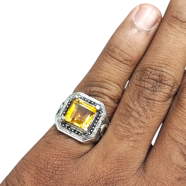 Natural Citrine Silver Ring 5.21 Ct — natural citrine sunela ring view 4