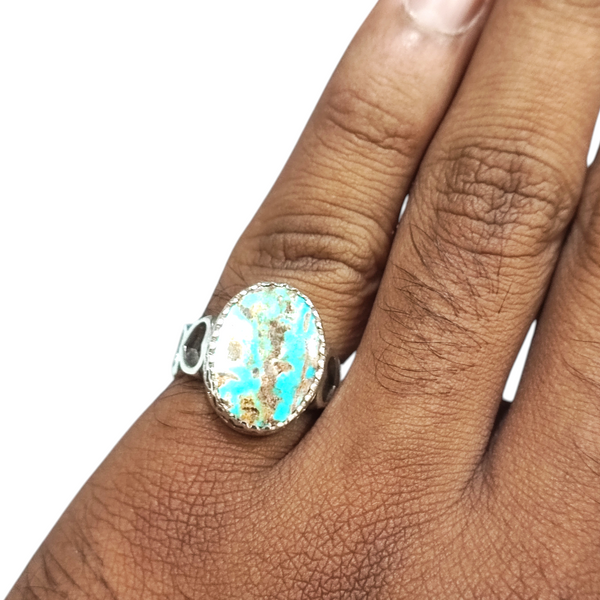 Natural Fairoos Silver Ring 7.50 Ct — natural firoza turquoise ring view 4