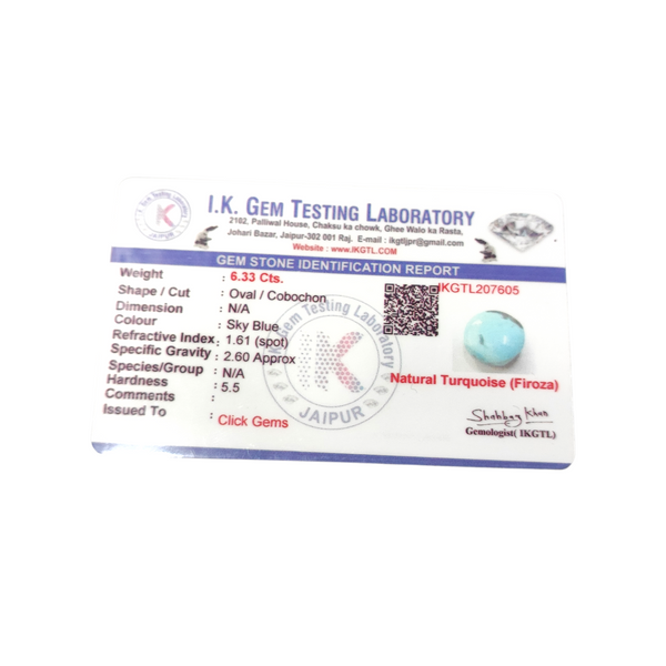 Natural Irani Fairoos 6.33Ct — natural Irani firoza turquoise gemstone view 5