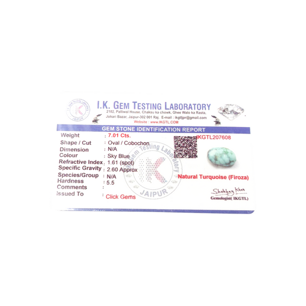 Natural Irani Fairoos 7.01Ct — natural Irani firoza turquoise gemstone view 5