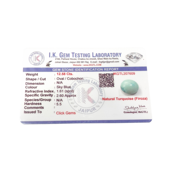 Natural Irani Fairoos 12.58Ct — natural Irani firoza turquoise gemstone view 5