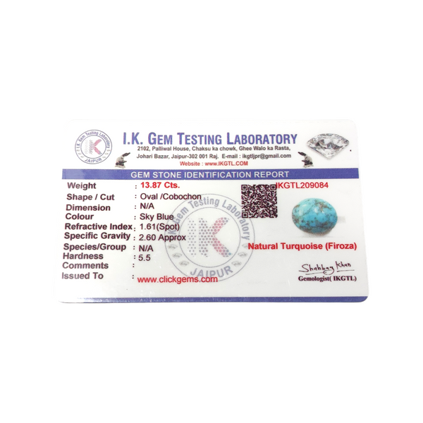 Natural Irani Fairoos 13.87Ct — natural Irani firoza turquoise gemstone view 5