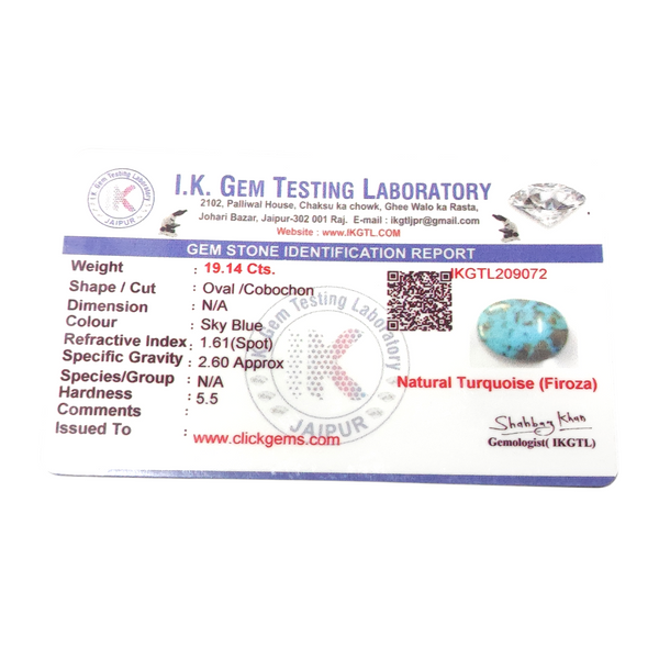 Natural Irani Fairoos 19.14Ct — natural Irani firoza turquoise gemstone view 5