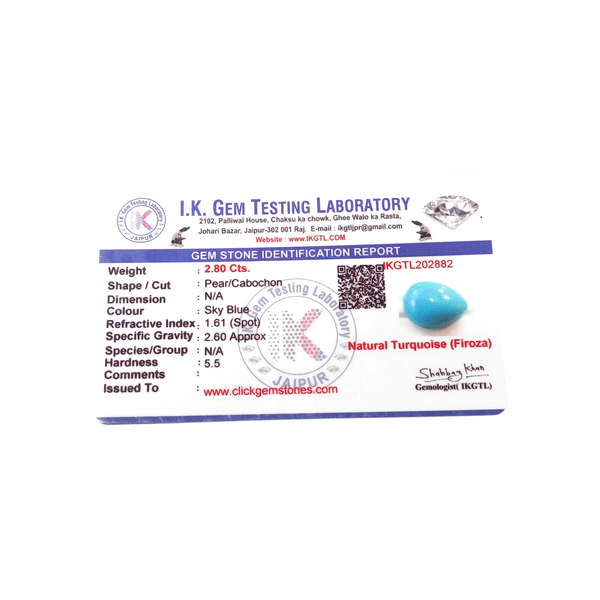 Natural American Fairoos 2.80Ct — natural American firoza turquoise gemstone view 5