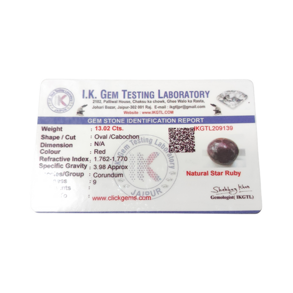 Natural Star Ruby 13.02Ct — natural natural ruby manik gemstone view 5