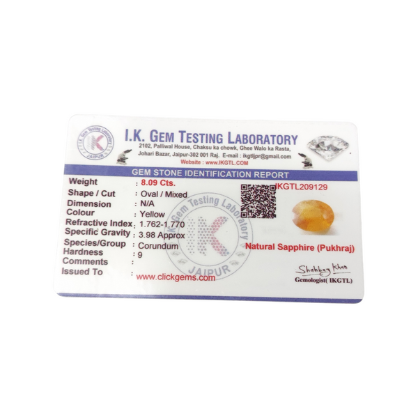 Natural Yellow Sapphire 8.09Ct — natural yellow sapphire pukhraj gemstone view 5