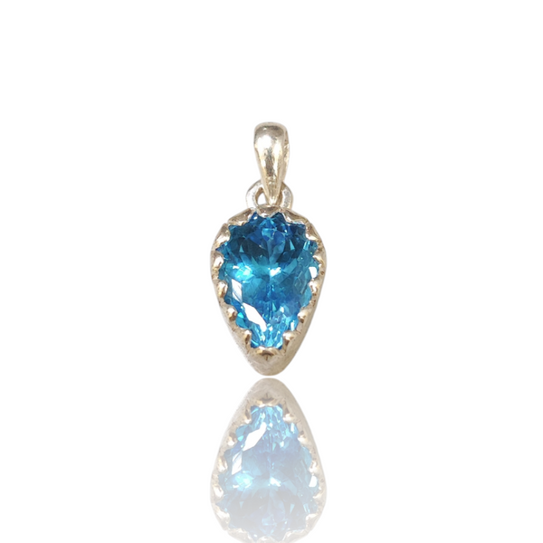 Natural blue topaz silver pendant 9.57ct — lab certified Click Gems