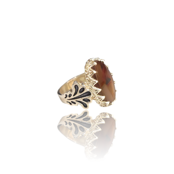 Natural Yamani Aqiq Silver Ring 12.67 Ct