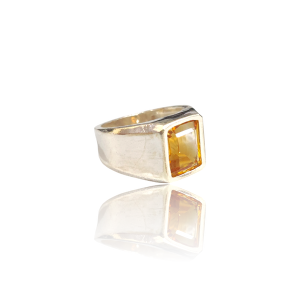 Natural Citrine Silver Ring 4.14 Ct
