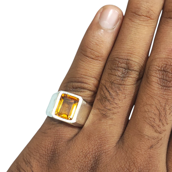 Natural Citrine Silver Ring 4.14 Ct