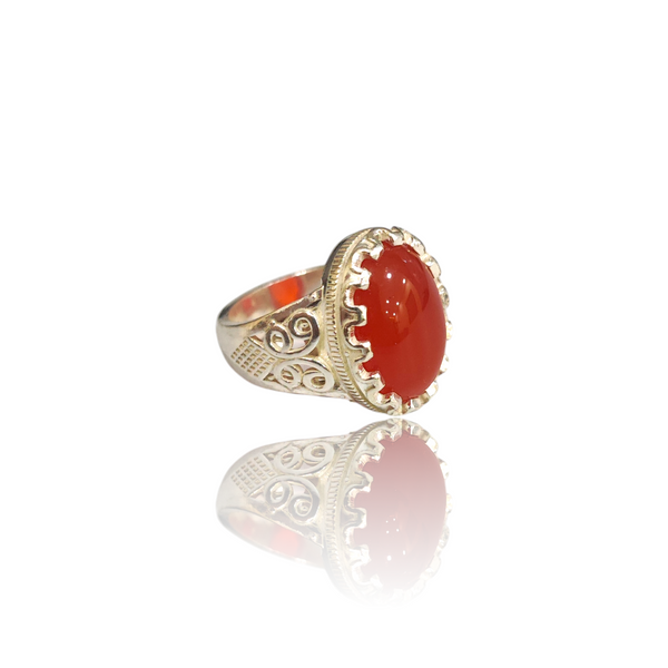 Natural Carnelian Silver Ring 11.36 Ct