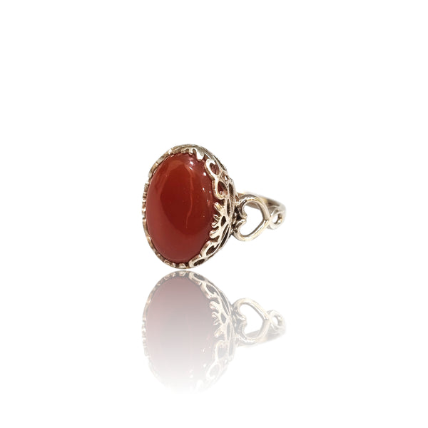 Natural Carnelian Silver Ring 10.48 Ct