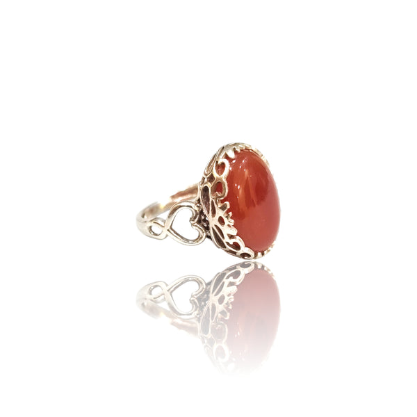 Natural Carnelian Silver Ring 10.48 Ct