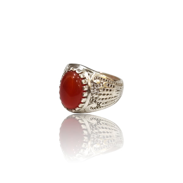Natural Carnelian Silver Ring 6.62 Ct