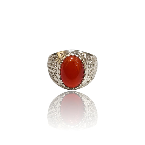Natural Carnelian Silver Ring 6.62 Ct