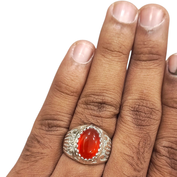 Natural Carnelian Silver Ring 6.62 Ct