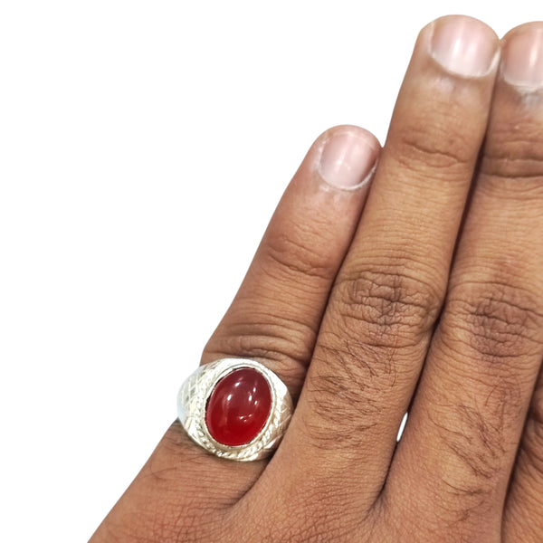 Natural Carnelian Silver Ring 14.61 Ct