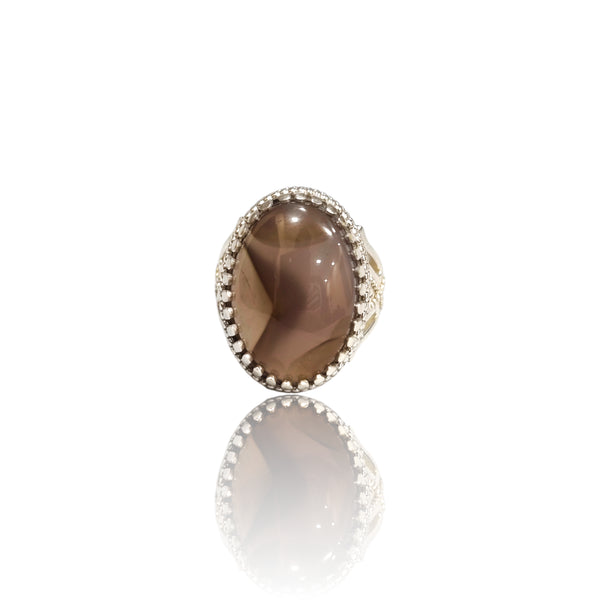 Natural Yamani Aqiq Silver Ring 17.42 Ct