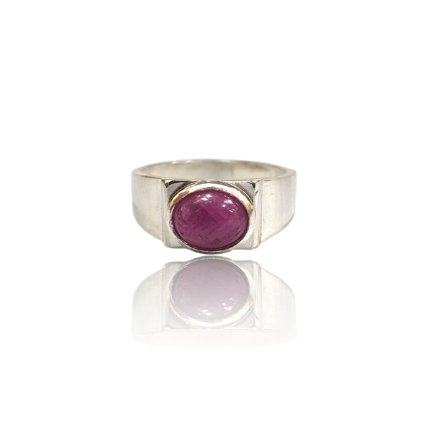 Natural Ruby (Uncut) Silver Ring 2.73 Ct