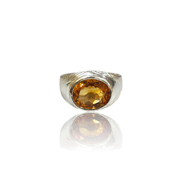 Natural Citrine Silver Ring 3.90 Ct