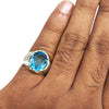 Natural Blue Topaz Silver Ring 7.77 Ct