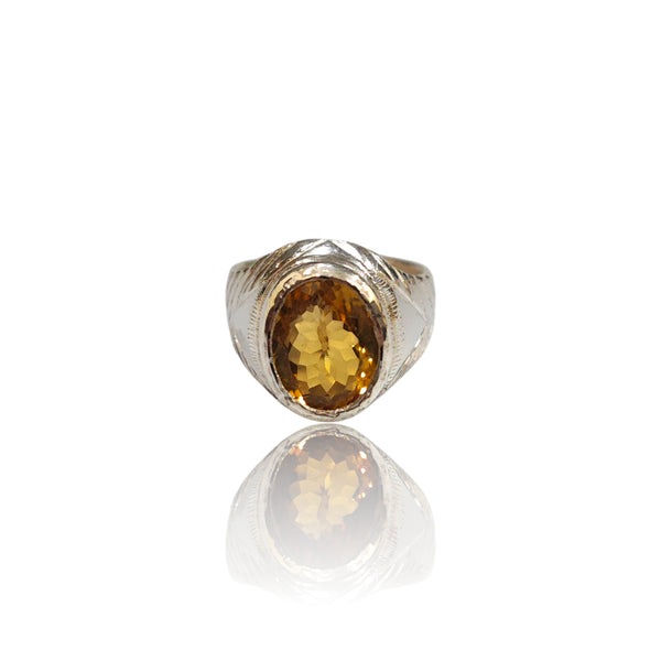 Natural Citrine Silver Ring 4.53 Ct