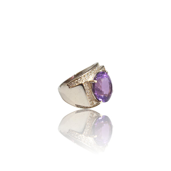 Natural Amethyst Thailand Model Silver Ring 7.85 Ct