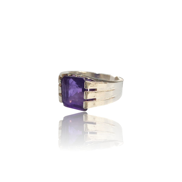 Natural Amethyst Silver Ring 7.05 Ct