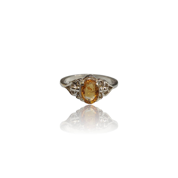 Natural Citrine Ladies Silver Ring 0.89 Ct