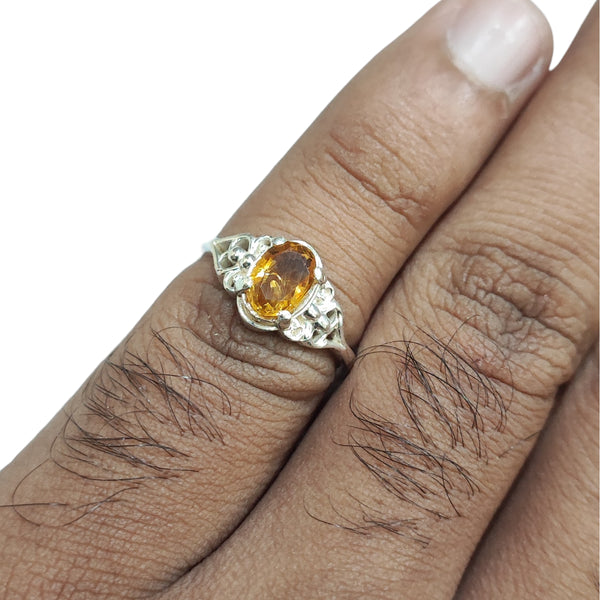 Natural Citrine Ladies Silver Ring 0.89 Ct
