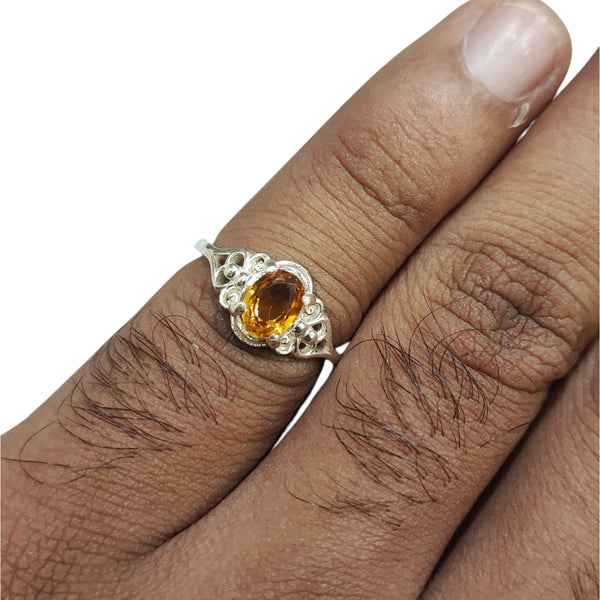 Natural Citrine Ladies Silver Ring 0.80 Ct