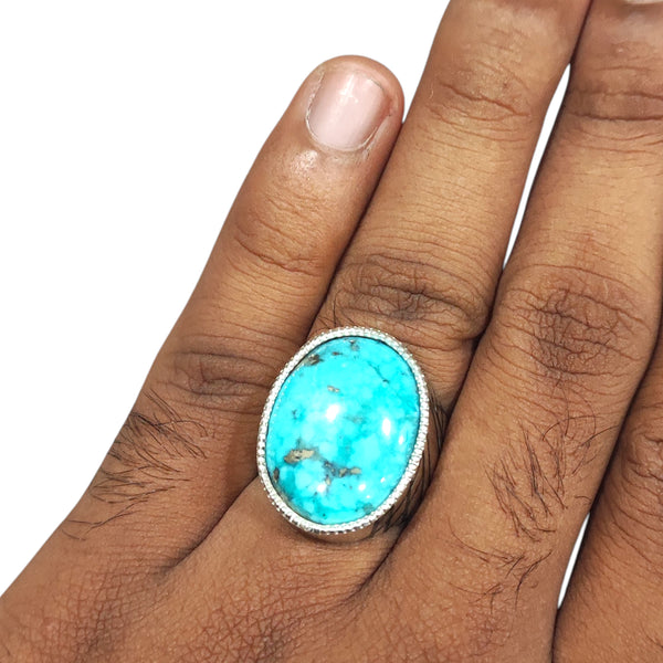 Natural Irani Fairoos Silver Ring 23.72 Ct