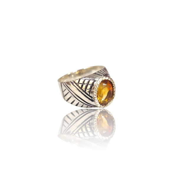 Natural Citrine Silver Ring 5.20 Ct
