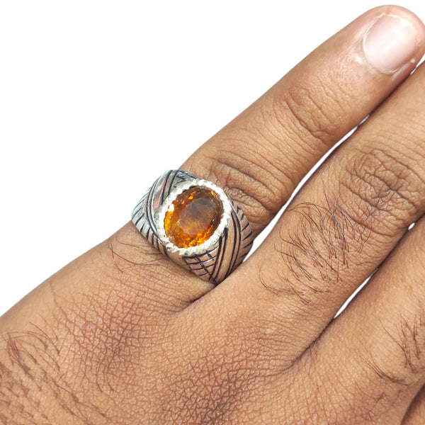 Natural Citrine Silver Ring 5.20 Ct
