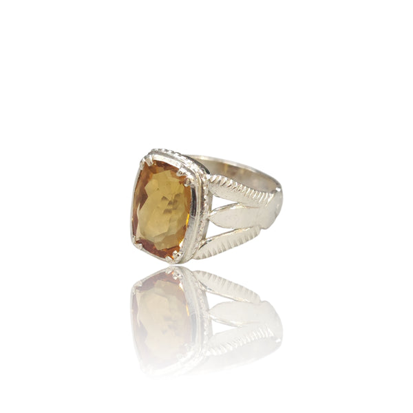 Natural Citrine Silver Ring 6.80 Ct