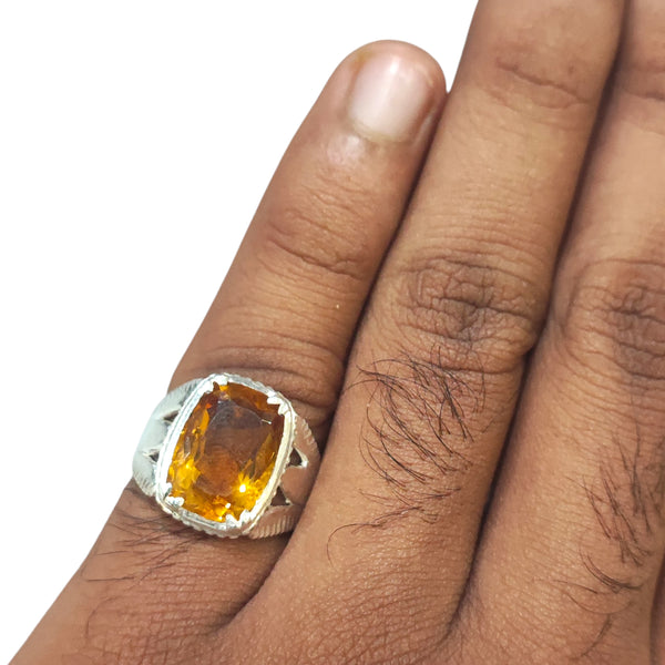 Natural Citrine Silver Ring 6.80 Ct