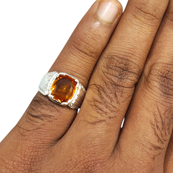 Natural Citrine Silver Ring 3.65 Ct