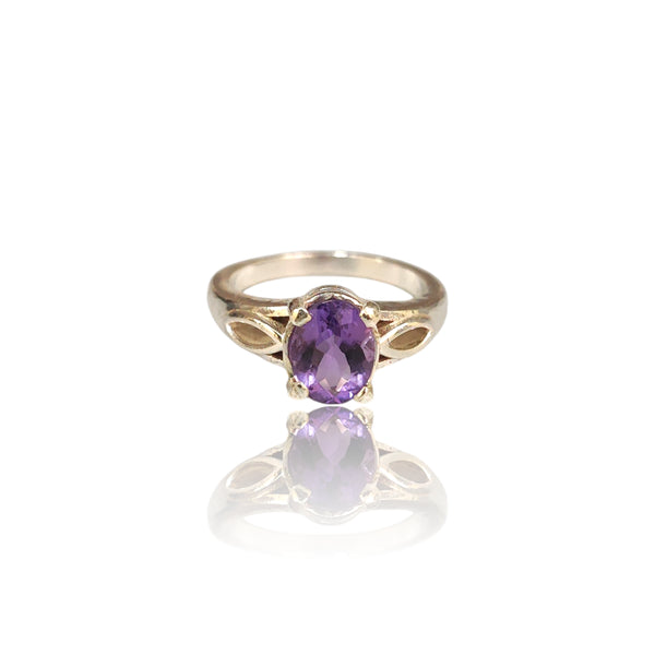 Natural Amethyst Ladies Silver Ring 1.25 Ct
