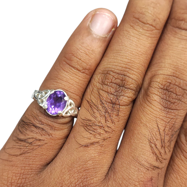Natural Amethyst Ladies Silver Ring 1.65 Ct