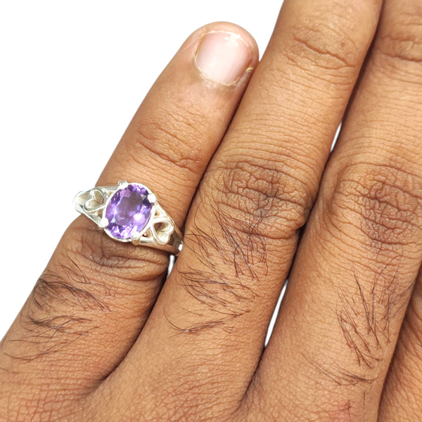 Natural Amethyst Ladies Silver Ring 1.60 Ct