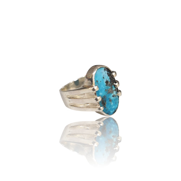 Natural Irani Fairoos Silver Ring 13.88 Ct