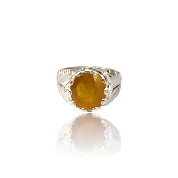 Natural Yellow Sapphire Silver Ring 5.78 Ct