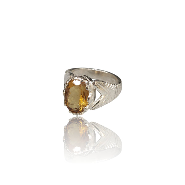 Natural Citrine Silver Ring 4.13 Ct