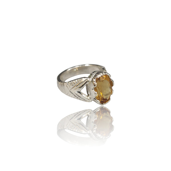 Natural Citrine Silver Ring 4.13 Ct