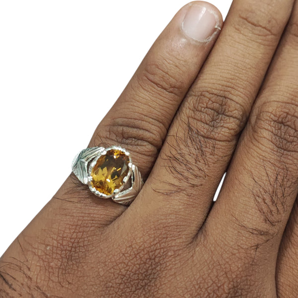 Natural Citrine Silver Ring 4.13 Ct