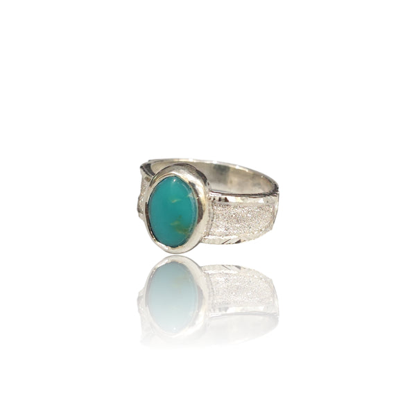 Natural Irani Fairoos Silver Ring 2.81 Ct