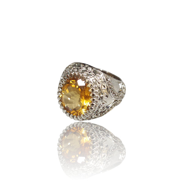 Natural Citrine Silver Ring 7.79 Ct