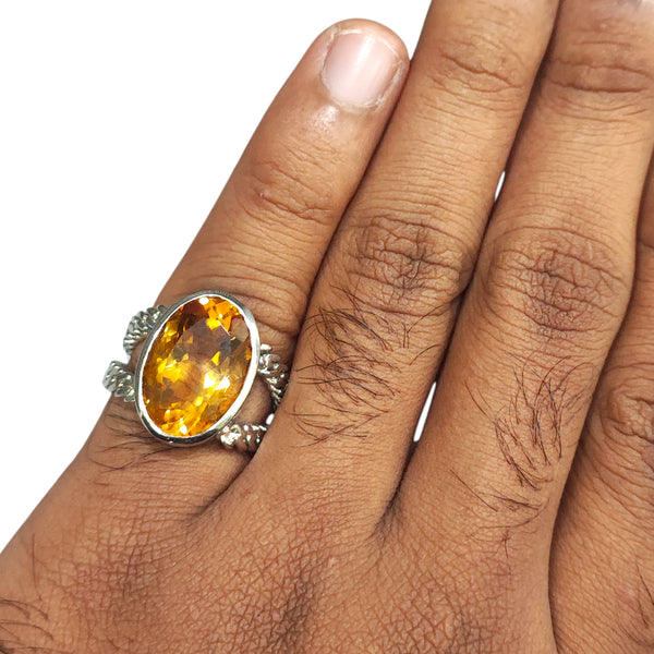 Natural Citrine Silver Ring 10.23 Ct