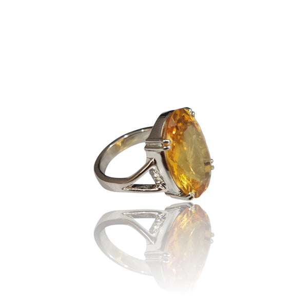 Natural Citrine Silver Ring 14.39 Ct